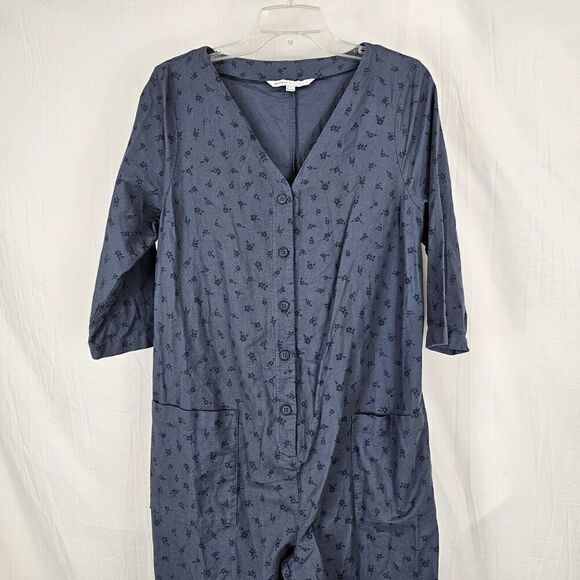The Nines by Hatch Maternity Jumpsuit Womens Size M Cotton Blue Floral V Neck - Picture 4 of 7